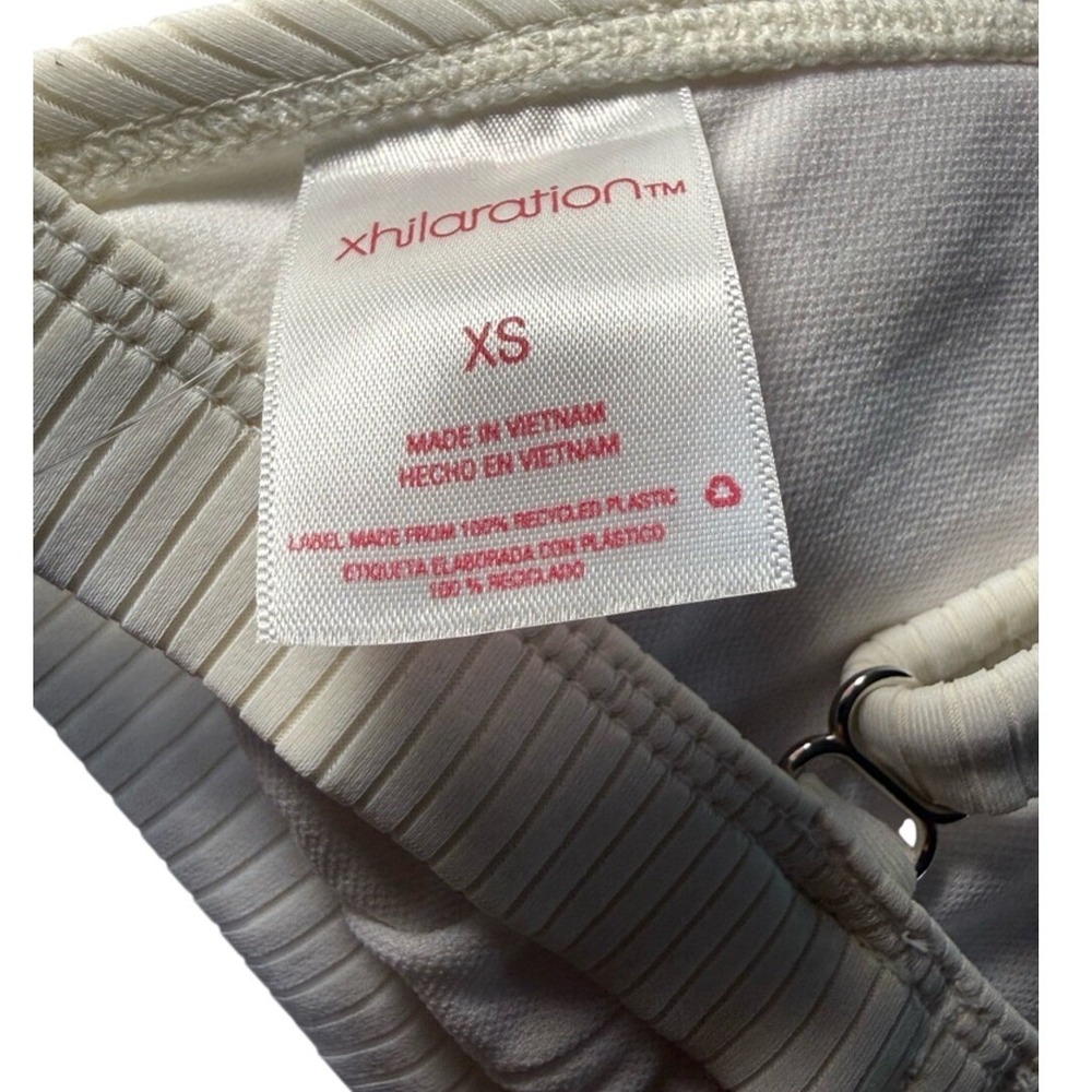 Xhilaration White‎ Ribbed Triangle Top Red White Striped Side Tie Bikini Set XS - Picture 6 of 12